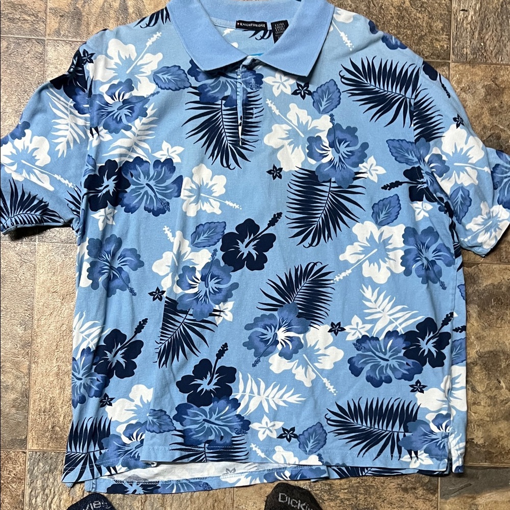 Nautica Blue Floral Polo Shirt